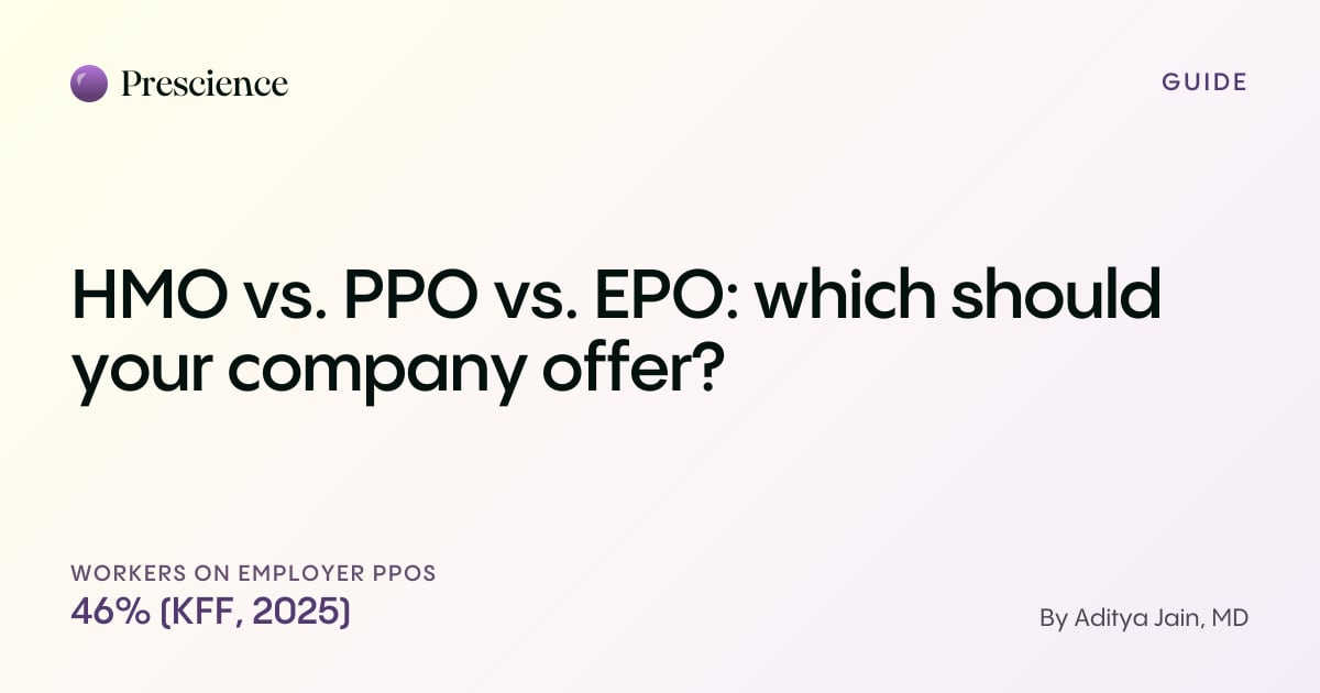 HMO vs. PPO vs. EPO: which should your company offer? (Prescience guide by Aditya Jain, MD)